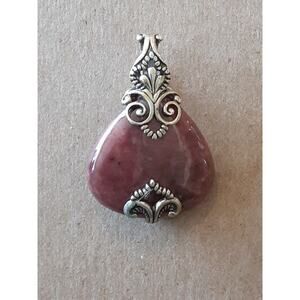 Carolyn Pollack Sterling Silver Rhodonite Pendant Enhancer Teardrop 925